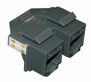 Connecteur Double RJ45 Cat. 5e UTP (1 Entrée / 2 Sorties)