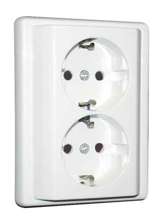 Prise Double de Courant Schuko Monobloc