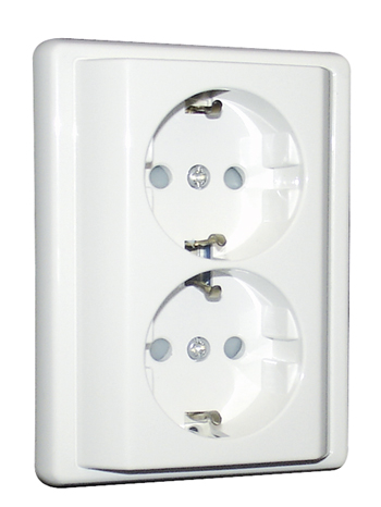 Prise Double de Courant Schuko Monobloc avec Protection