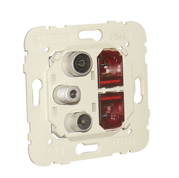 Tomada Mista R - TV - SAT - 2xRJ45 Cat. 6 UTP Estrela